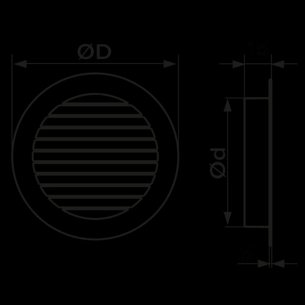Grila ventilatie rotunda Ø100mm, exterior Ø125mm, Aluminiu 2