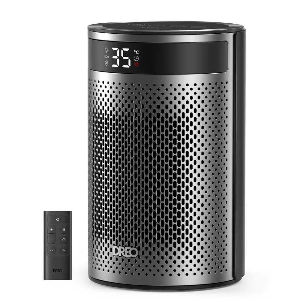 Aeroterma Dreo Atom 416, 1500W, Heater Ceramica, Termostat, Timer 12h, Display LED, Eco Mode, Silentios, Mod Eco, Telecomanda, Negru&Argintiu 2