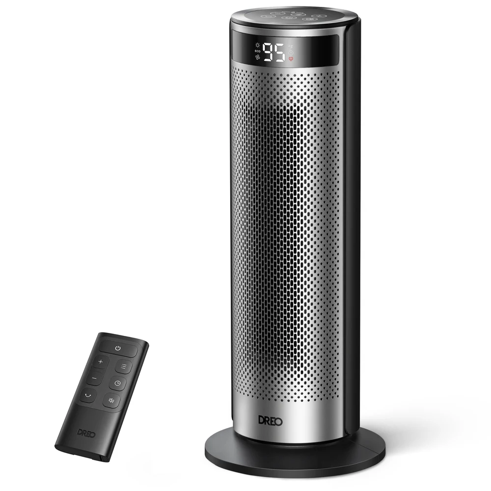 Aeroterma Dreo Solaris SH628, 2000W, Heater Ceramica, Termostat, Eco Mode, Funcție Ventilator, Oscilatie 70°, Timer 12h, Silentios, Display LED, Telecomanda, Negru&Argintiu 2