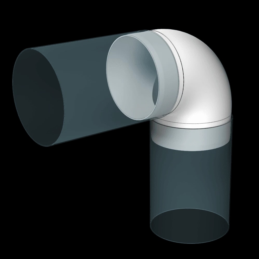 Cot din PVC pentru tubulatură Ø75 mm, unghi 90° cu etansare 2