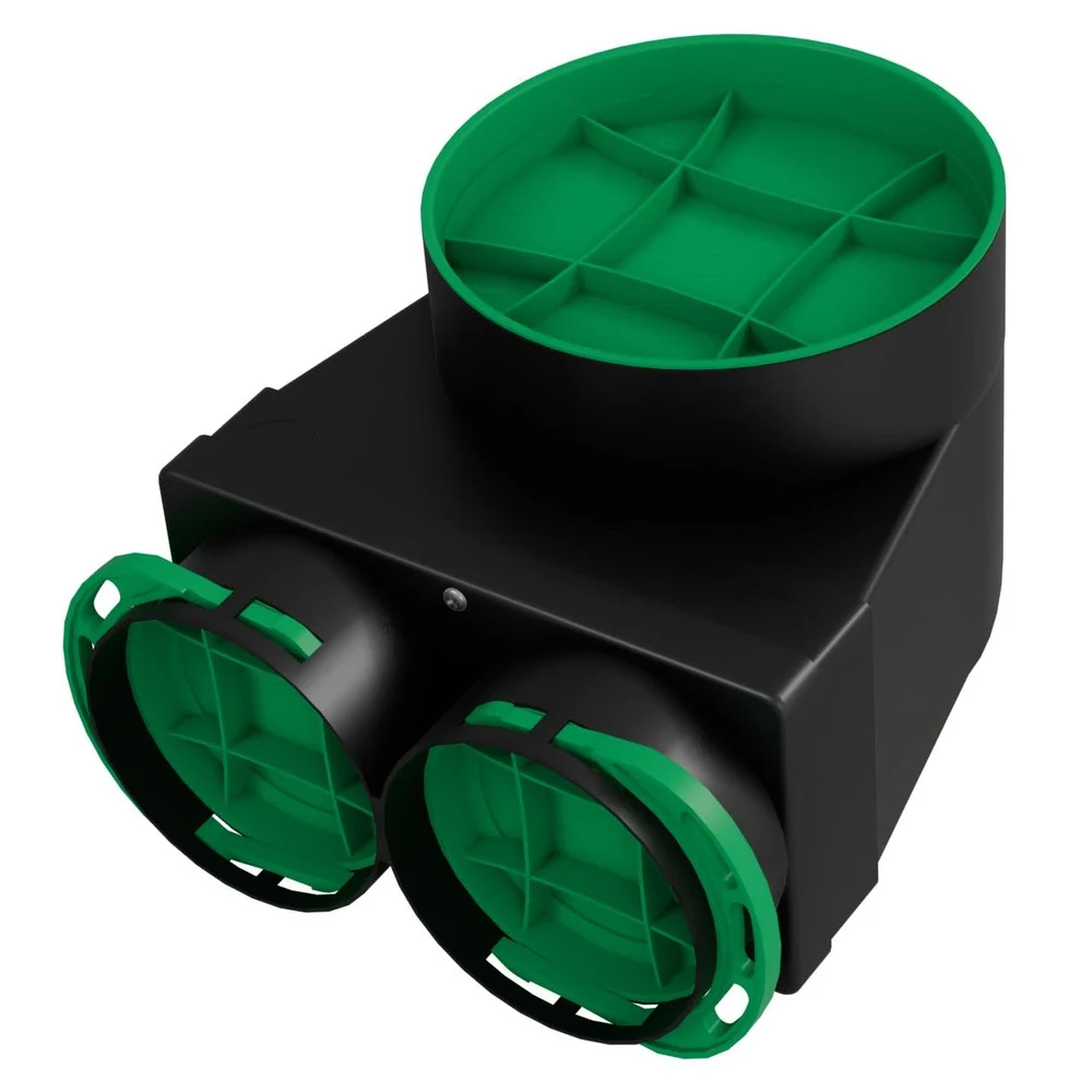 Cutie plenum scurt - Ø125, 2xØ75 Awenta, Negru 1