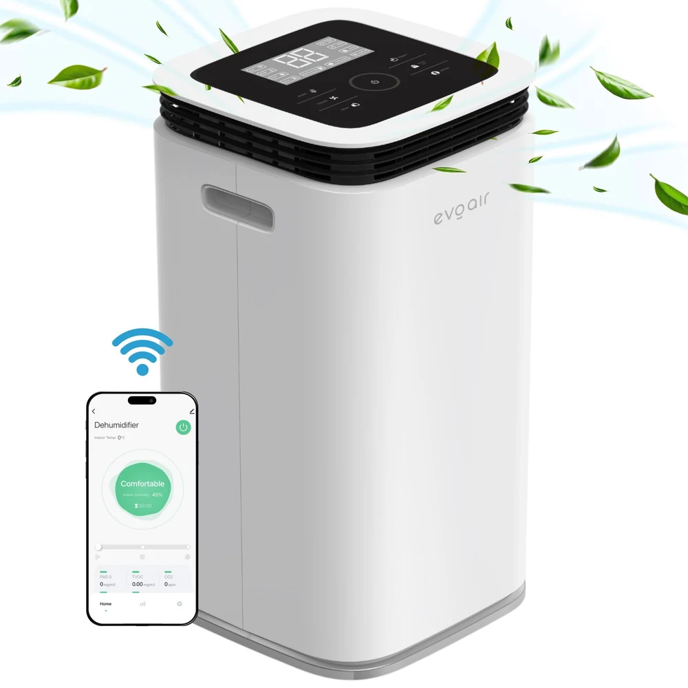 Dezumidificator Evoair, FlexiDry 16 Smart, 16l/24h, Senzor de Umiditate, Functie Ionizare, Uscare Rufe, Rezervor 2.2l, Alb 1
