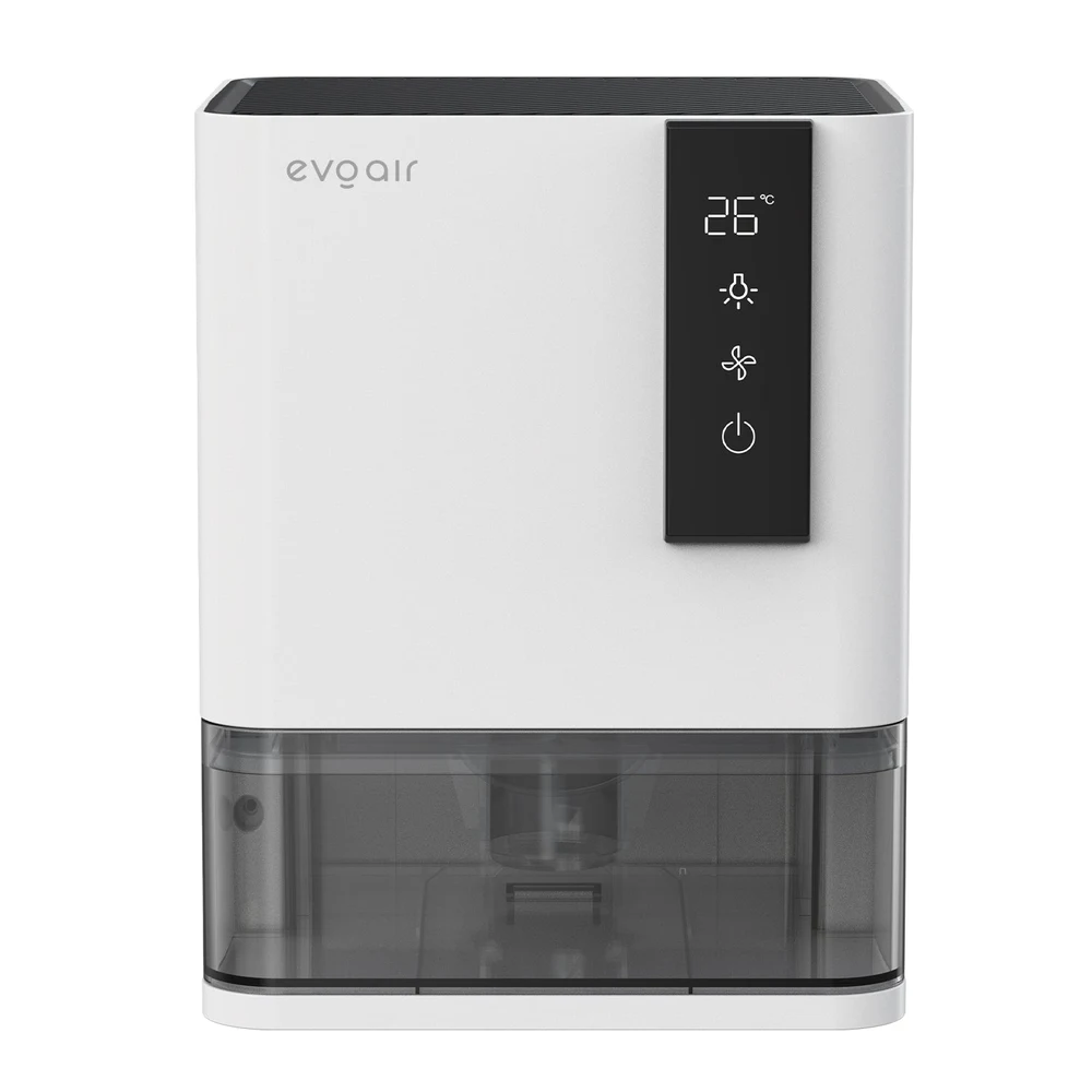 Dezumidificator Evoair HIDRY, 700ml/24h, Senzor de Umiditate/Temperatura, Lumina ambientala in 7 culori, Rezervor 1l, 2 viteze, Functie Auto Dezghetare, Alb 2