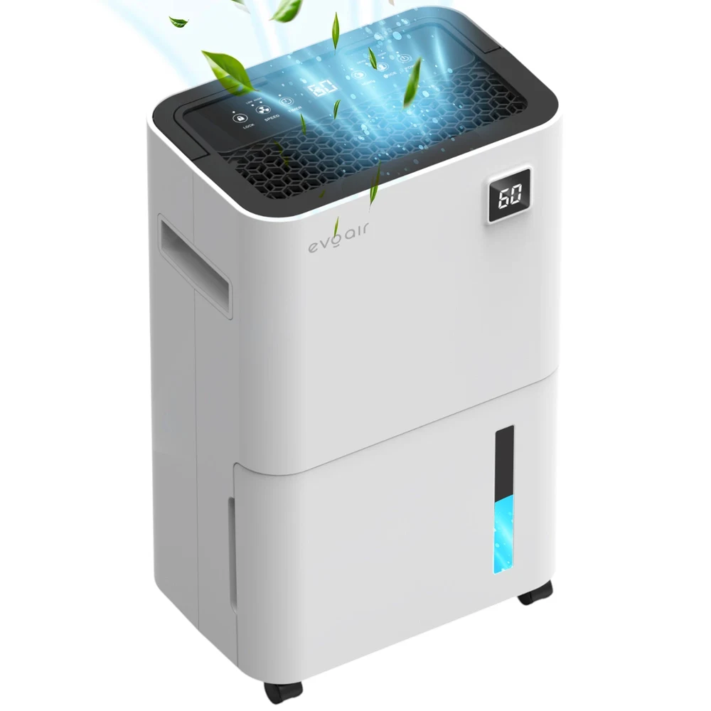 Dezumidificator Evoair, OptiDry 20, 20l/24h, Senzor de Umiditate, Functie Memorie, Uscare Rufe, Rezervor 2l, Display digital, Alb 1