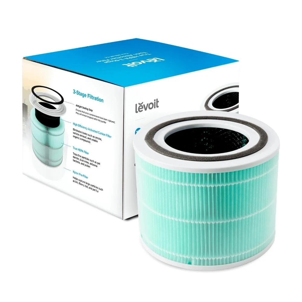 Filtru purificator de aer Levoit Core 300, Core P350, cu absorbtie a toxinelor, 3 in 1, Pre filtru, Filtru HEPA, Filtru de Carbon activ cu eficienta ridicata, Blue 2