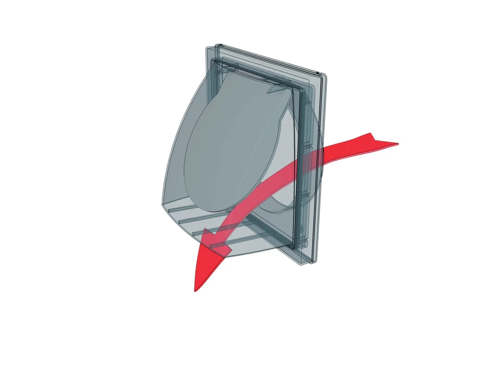 Grila ventilatie Ø100mm patrata cu clapeta antiretur, exterior 150x150, ASA plastic Alb 3