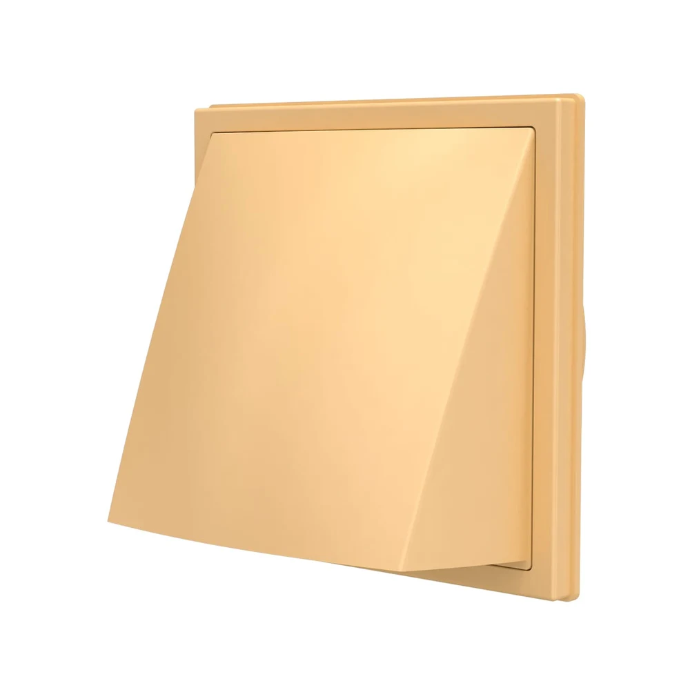 Grila ventilatie Ø100mm patrata cu clapeta antiretur, exterior 150x150, ASA plastic Beige 1