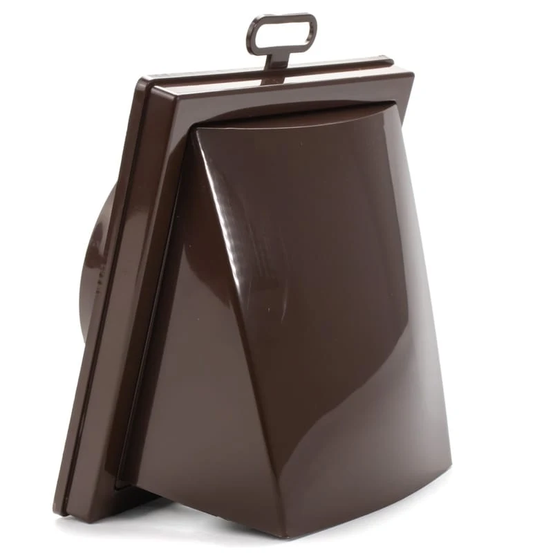 Grila ventilatie Ø100mm patrata cu clapeta antiretur, exterior 150x150, ASA plastic Brown 2