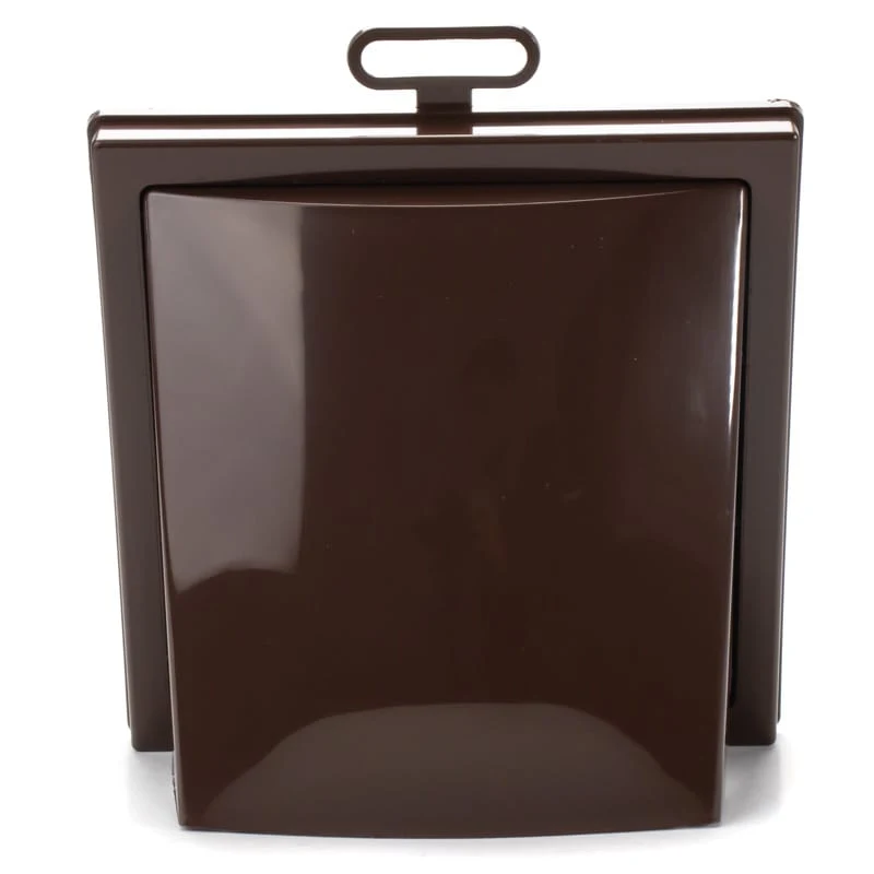 Grila ventilatie Ø100mm patrata cu clapeta antiretur, exterior 150x150, ASA plastic Brown 1
