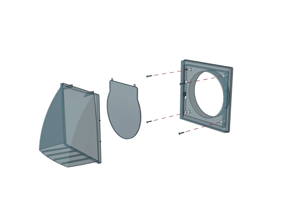 Grila ventilatie Ø125mm patrata cu clapeta antiretur, exterior 150x150, ASA plastic Alb 2