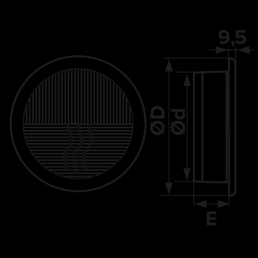 Grila ventilatie rotunda design Ø100mm, exterior Ø143mm, plastic Alb 3