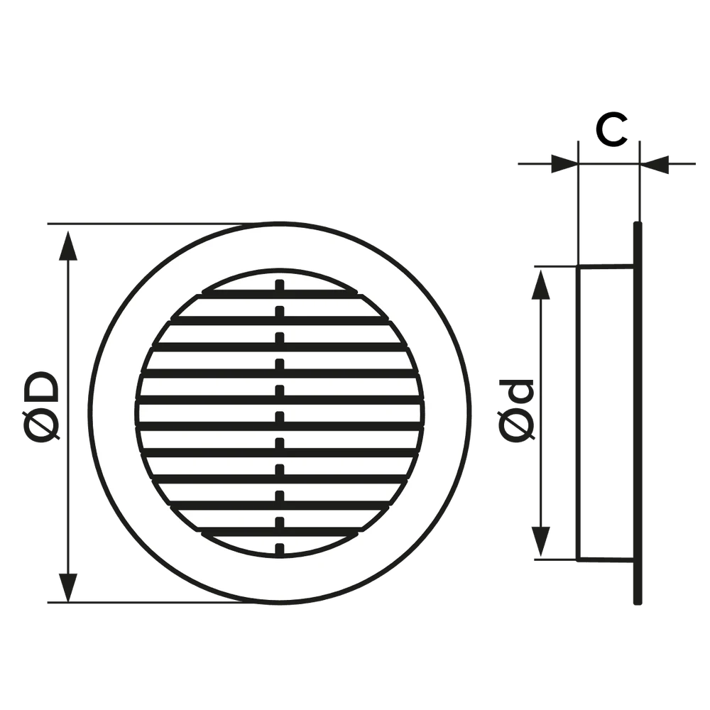 Grila ventilatie rotunda Ø100mm, exterior Ø130mm, ASA plastic Terracotta 2