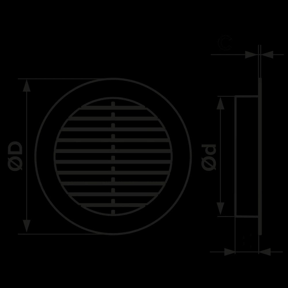 Grila ventilatie rotunda Ø100mm, exterior Ø130mm, plastic Alb 3