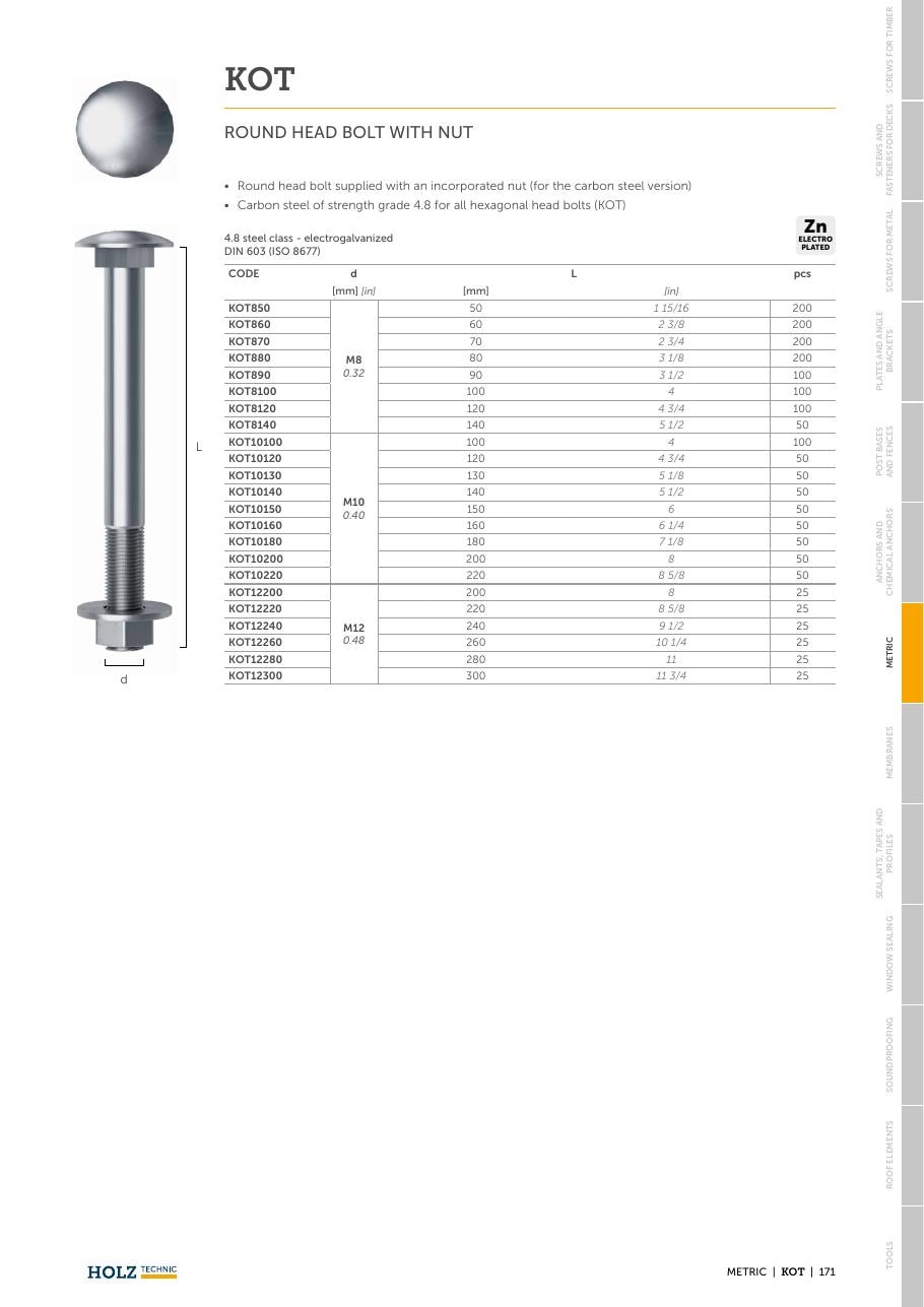 KOT – Bulon cu cap hexagonal 1