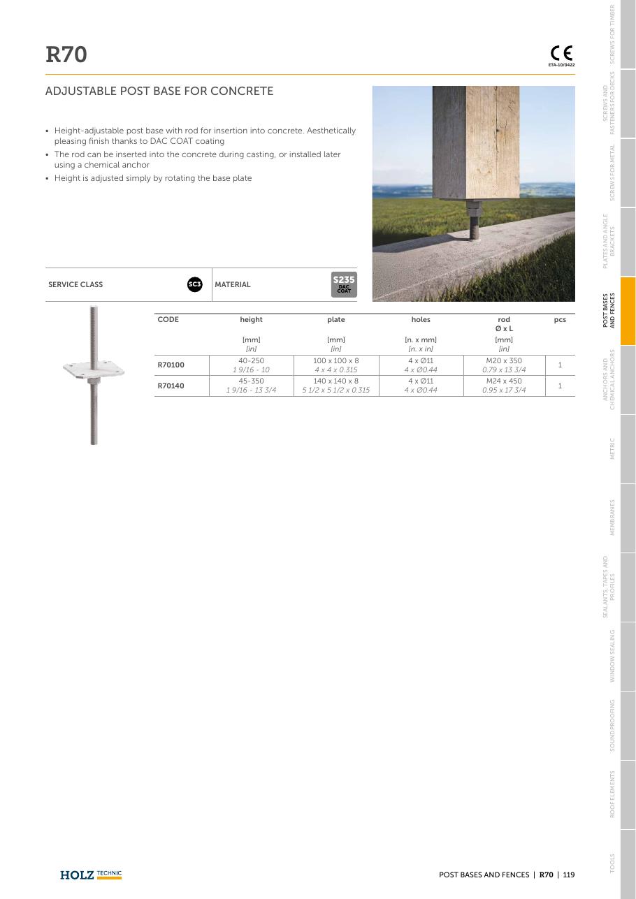 R70 – Bază de stâlp reglabilă de mare capacitate