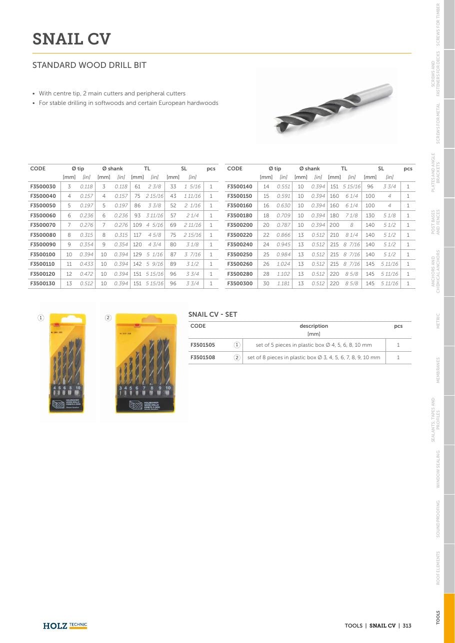 SNAIL CV – Burghiu standard pentru lemn 1