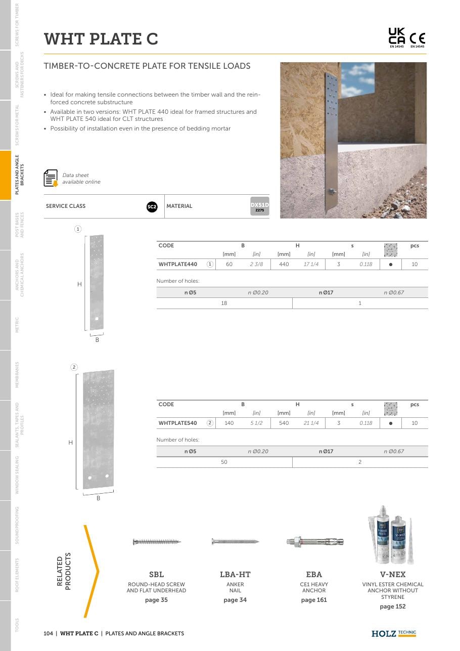 WHT PLATE C – Placă pentru solicitări de tracțiune (CLT) 1