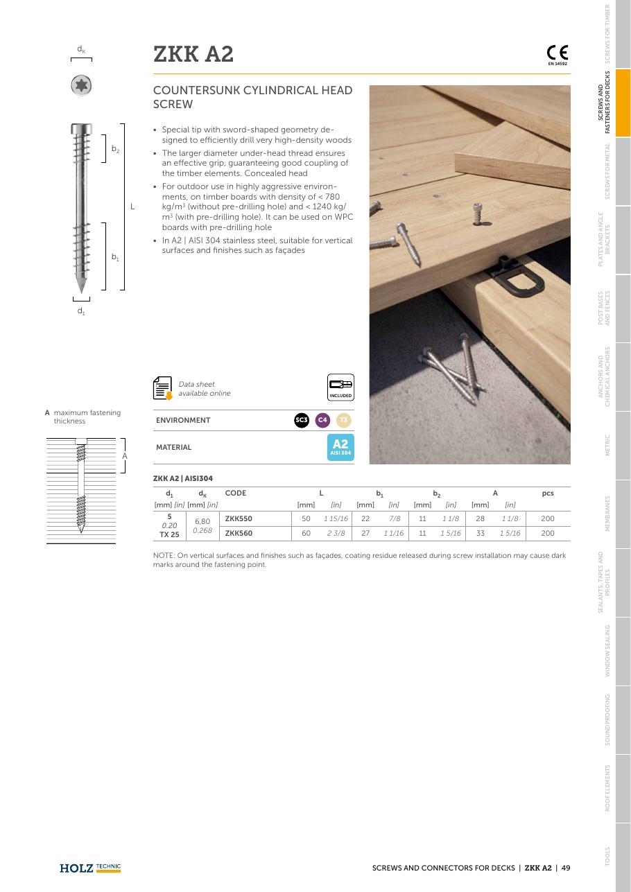 ZKK A2 – Șurub inox A2 pentru deck 1