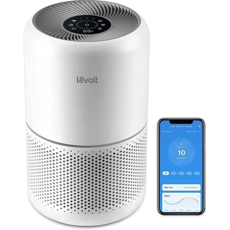Purificator de aer Smart Levoit Core 300S Wi-Fi, Filtru 3 in 1 True HEPA, Carbon Activ, Senzor Calitate Aer, Mod Auto, Alexa, Google Home, Panou Comanda Touch Screen, Control Remote, Alb 1