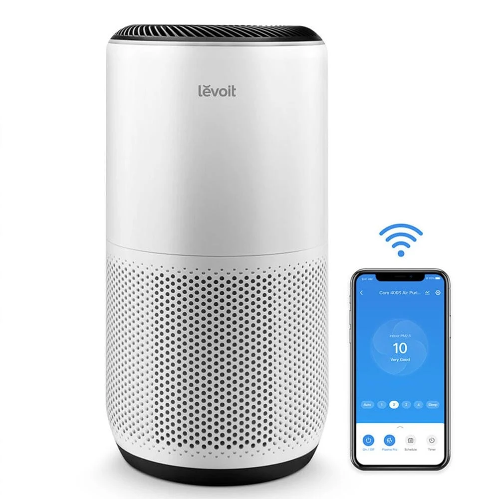 Purificator de aer Smart Levoit Core 400S Wi-Fi, Filtru 3 in 1 True HEPA, Carbon Activ, Senzor Calitate Aer, Mod Auto, Alexa, Google Home, Panou Comanda Touch Screen, Control Remote, Alb 1