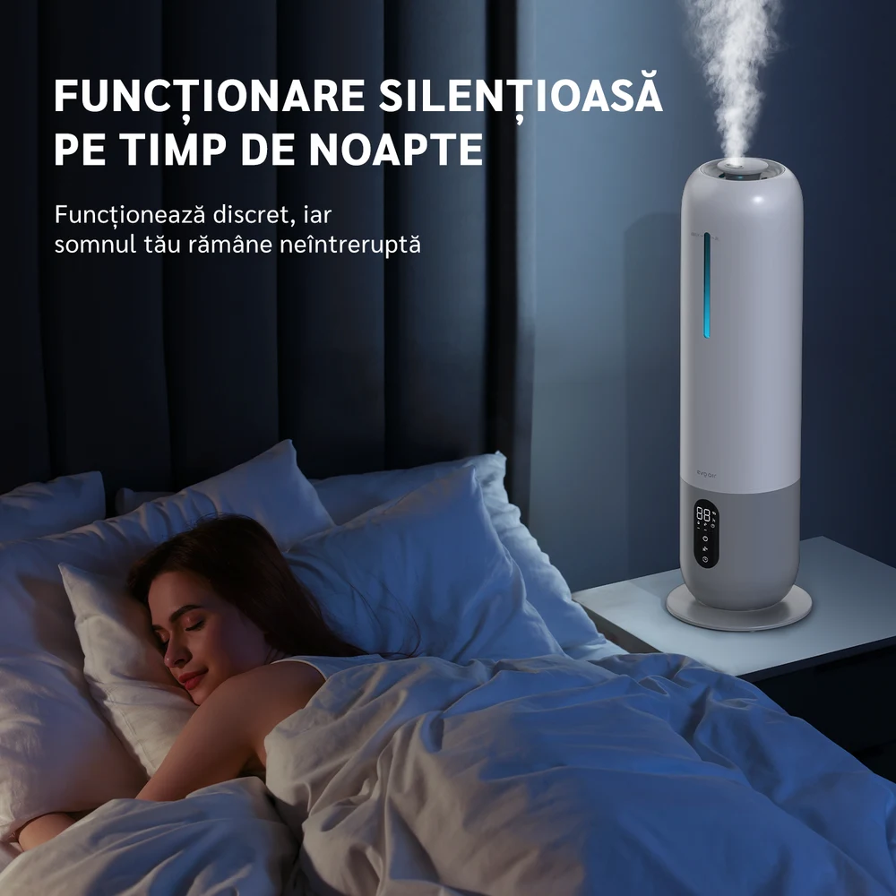 Umidificator aer Evoair Umio, Lampa UV, 3 trepte umidificare, Indicator Umiditate, Duză de Ceață, Aromaterapie, Telecomandă, Alb 3