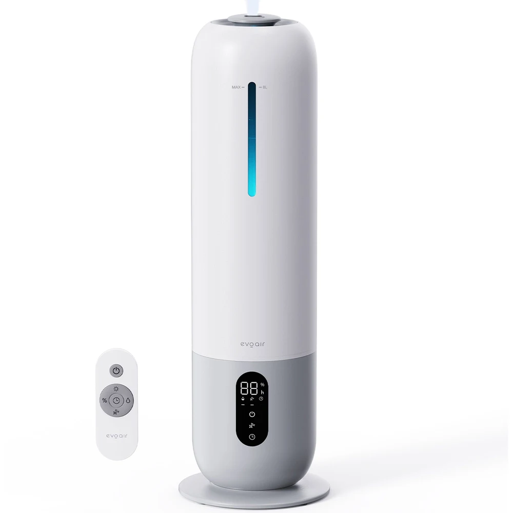 Umidificator aer Evoair Umio, Lampa UV, 3 trepte umidificare, Indicator Umiditate, Duză de Ceață, Aromaterapie, Telecomandă, Alb