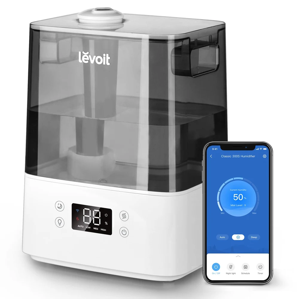 Umidificator de aer LEVOIT Classic 300S, Rezervor 6L, Super Silentios, Aplicatie Smart, Senzor Umiditate, Functie AUTO, Aromaterapie, Autonomie 60 ore, Gray 3