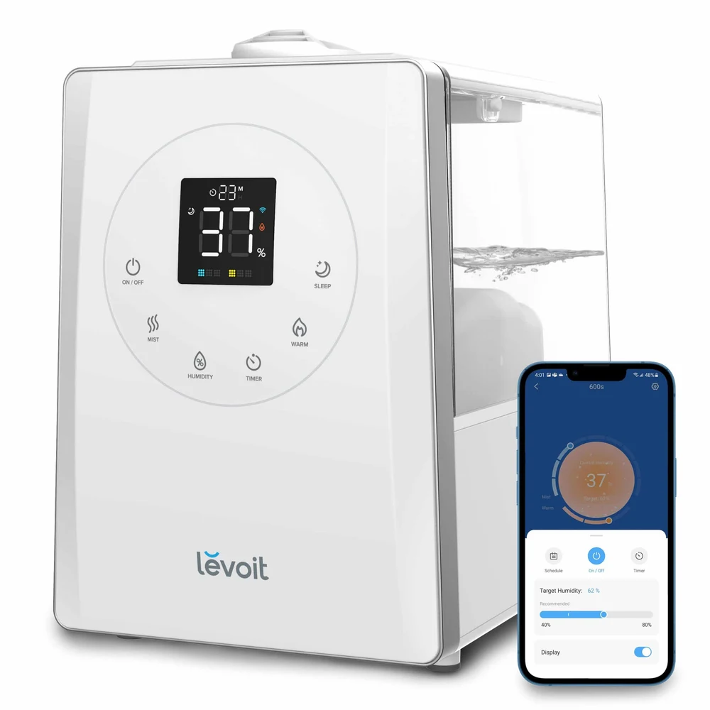 Umidificator de Aer LEVOIT LV600S SMART HYBRID, WI-FI Ultrasonic, Rezervor 6l, Super Silentios, Aromaterapie, Functie AUTO, Autonomie 50 Ore 1