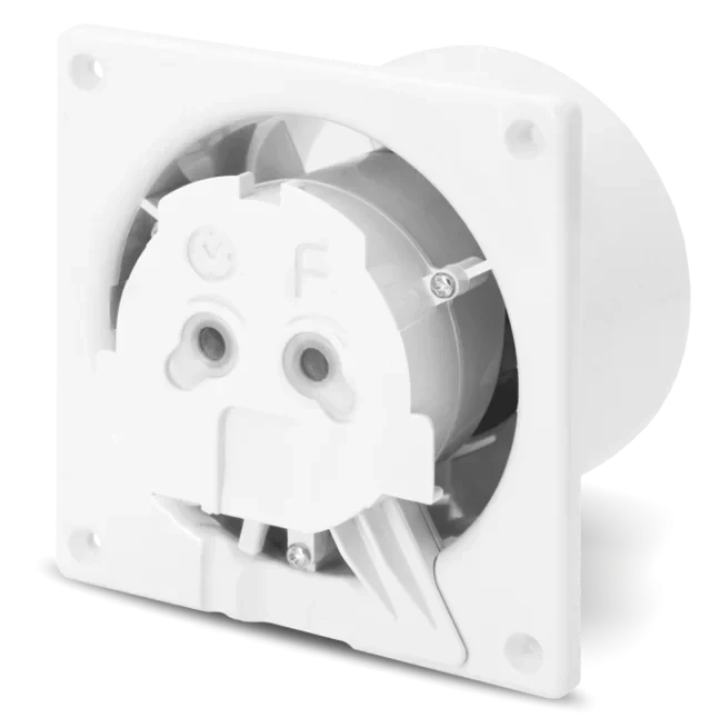 Ventilator baie dRim Ø100 HS, Super Silent, Senzor de umiditate, Debit 93 m3/h, Panou sticla schimbabil, clapeta antiretur, Garantie 2 ani, Alb Matt 2