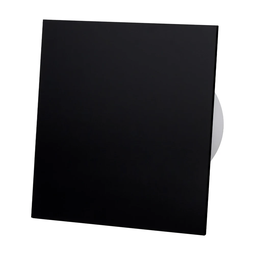 Ventilator baie dRim Ø100 S, Super Silent, Debit 93 m3/h, Panou plexi schimbabil, clapeta antiretur, Garantie 2 ani, Matt Black Negru