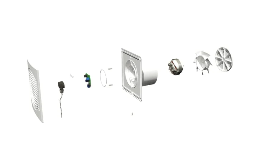 Ventilator baie SLIM 6C MR, Super Silent, Garantie 2 ani, Clapeta antiretur, Motor Long Life 40000h, Debit 250mc/h, Ø150mm 3