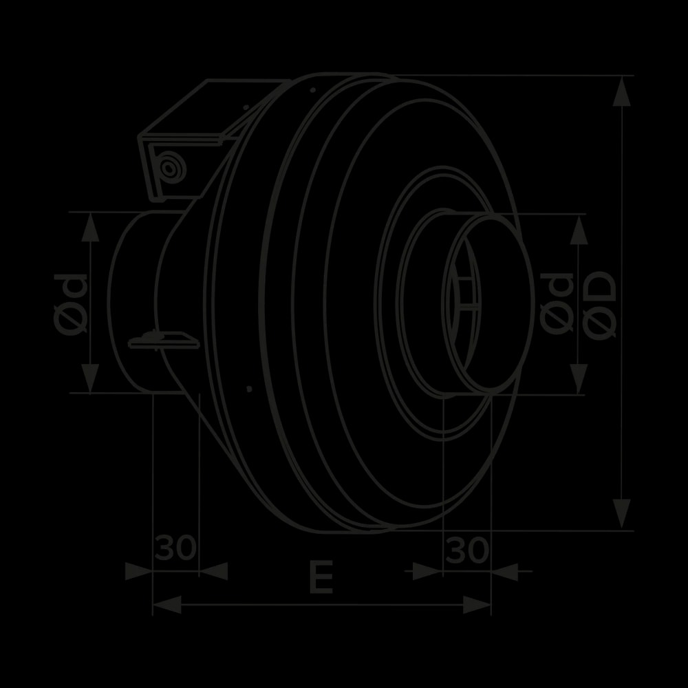 Ventilator centrifugal de tubulatura CYCLONE 125, Debit 370mc/h, Diametru Ø125mm 2