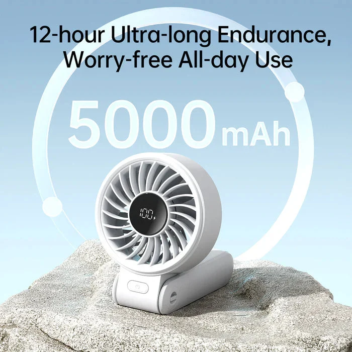 Ventilator portabil de mână JISULIFE, Life7,, autonomie 3.5-19h, baterie 5000mAh, 5 viteze, încărcare rapidă, Roz 2