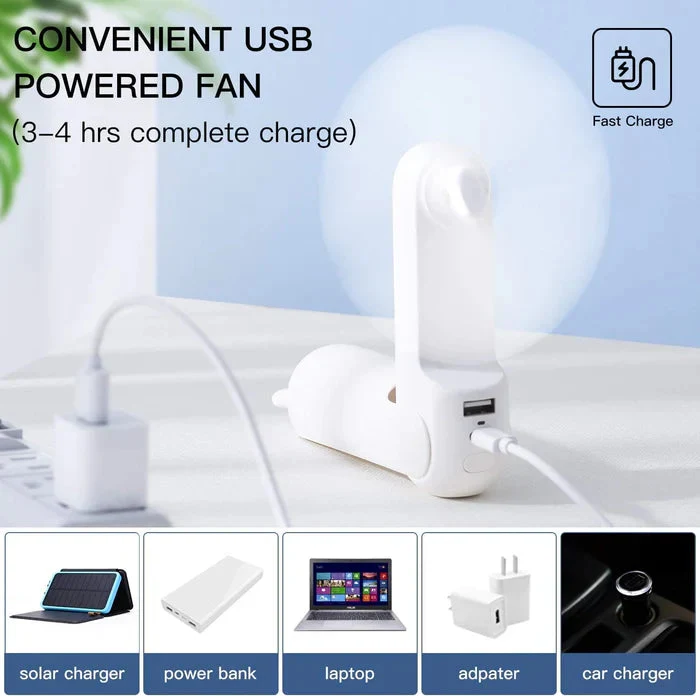 Ventilator portabil de mână JISULIFE, Life8 Plus, autonomie 11-46h, baterie 4500mAh, funcție Power Bank, lanternă LED, design pliabil, 3 viteze, încărcare rapidă, Roz 3