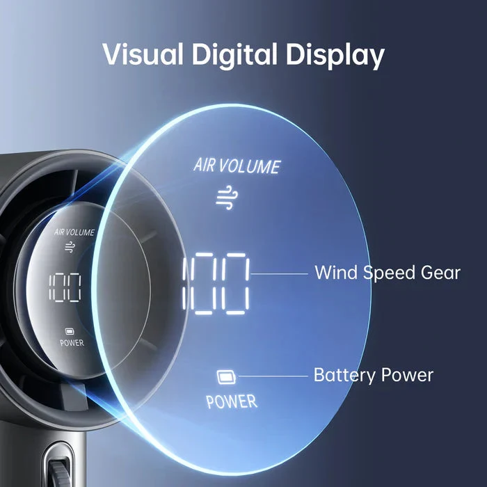 Ventilator portabil de mână JISULIFE Pro1, autonomie 2-12h, baterie 3600mAh, 100 viteze, încărcare rapidă, Afișaj LED, Albastru 2